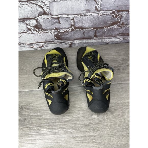 La Sportiva Vibram Miura Black Synthetic Yellow Climbing Shoes Men 10.5M US/43.5 - Picture 6 of 16
